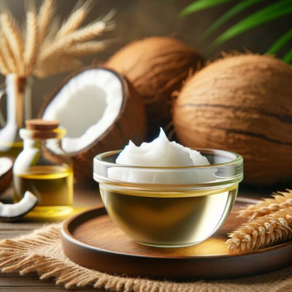 Eine Mischung aus Kokosnussöl und Weizenkeimöl. Kokosnussöl spendet intensiv Feuchtigkeit und nährt die Haut, während Weizenkeimöl seine entzündungshemmenden und heilenden Eigenschaften einbringt.