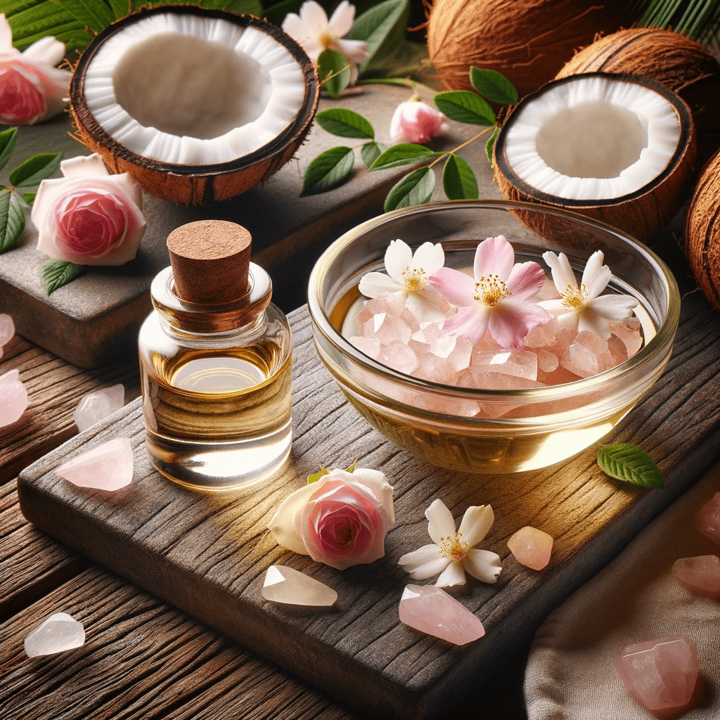 Entdecken Sie die Magie des 'Liebeszaubers' mit Rosenquarz - Ihr täglicher Begleiter für Selbstliebe und innere Harmonie. Unsere exklusive Roll-On-Mischung vereint regenerierendes Kokosnussöl, revitalisierendes Wildrosenöl und euphorisierendes Jasminöl.